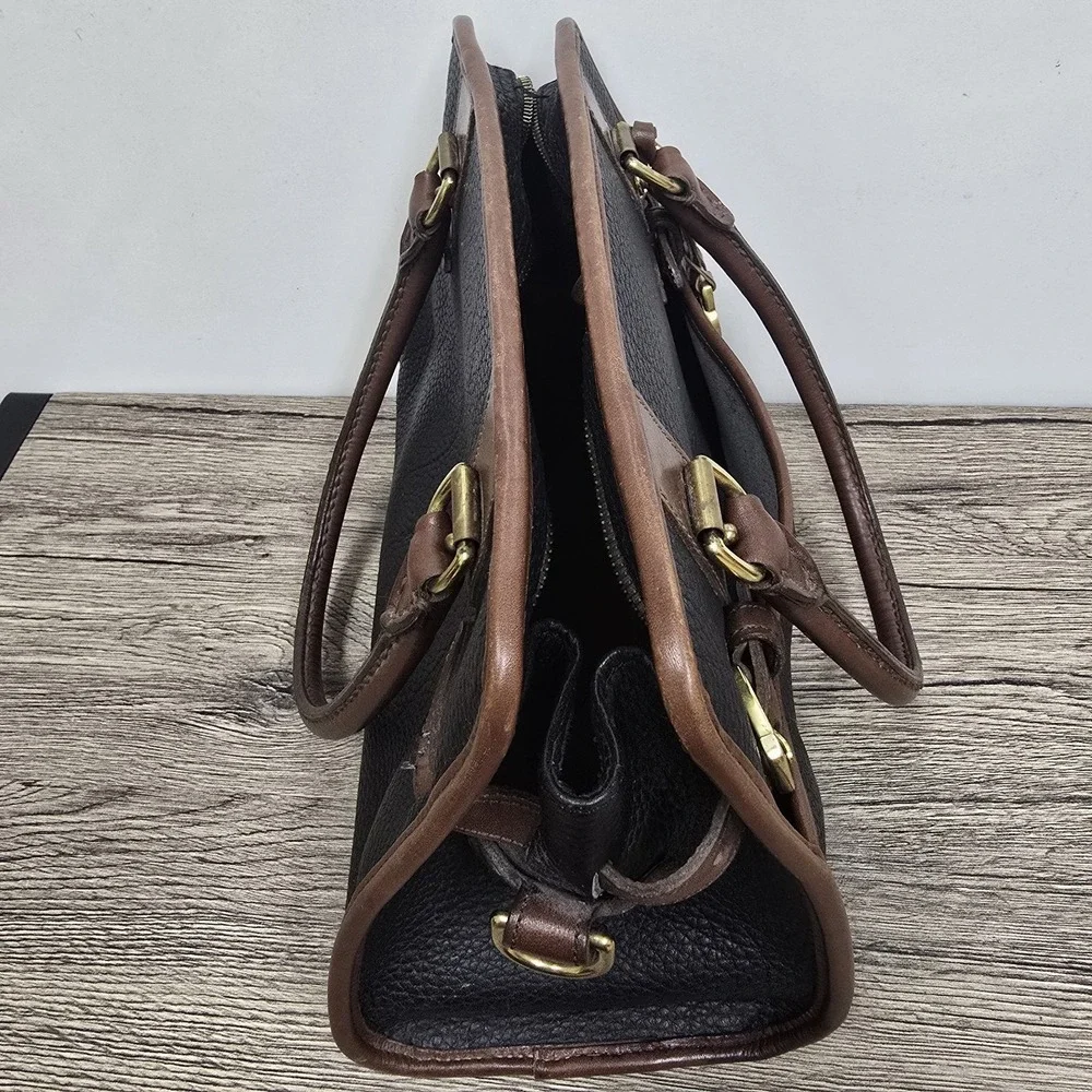VTG Dooney & Bourke 'All Weather' Black Tan Zip-top Satchel‎ Handbag & Wallet